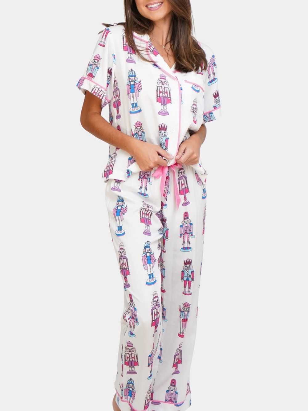 Katie Kime Nutcracker Pajamas White Pink